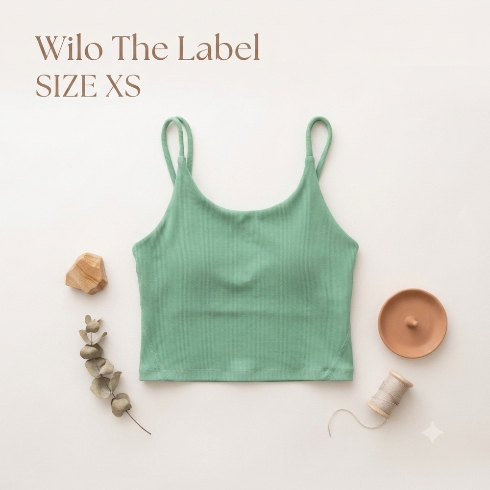 Wilo The Label Athleisure Ribbed Crop Tank Top Women's XS Green